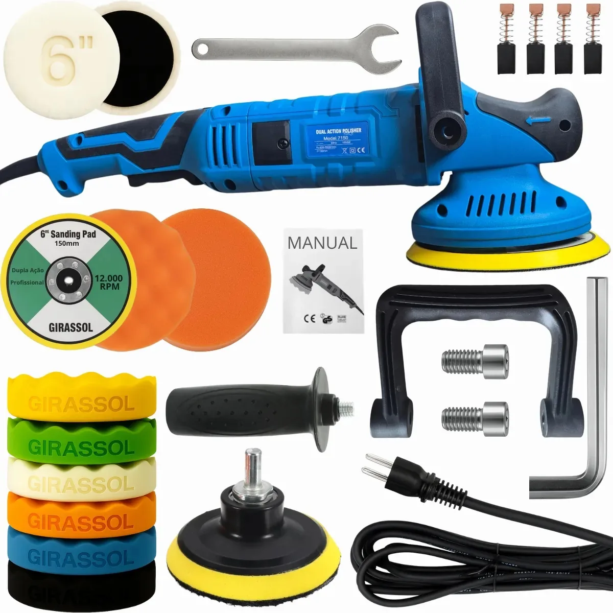 Politriz Roto Orbital 1050w 110v + Kit Boinas Polimento Kp14