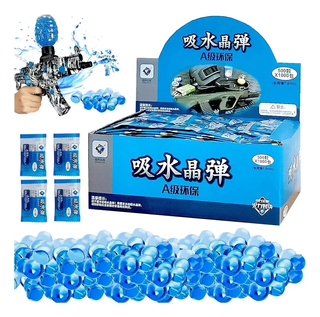 Caixa 1000 Saches 500.000 Bolinha Gel Orbeez Atacado Azul