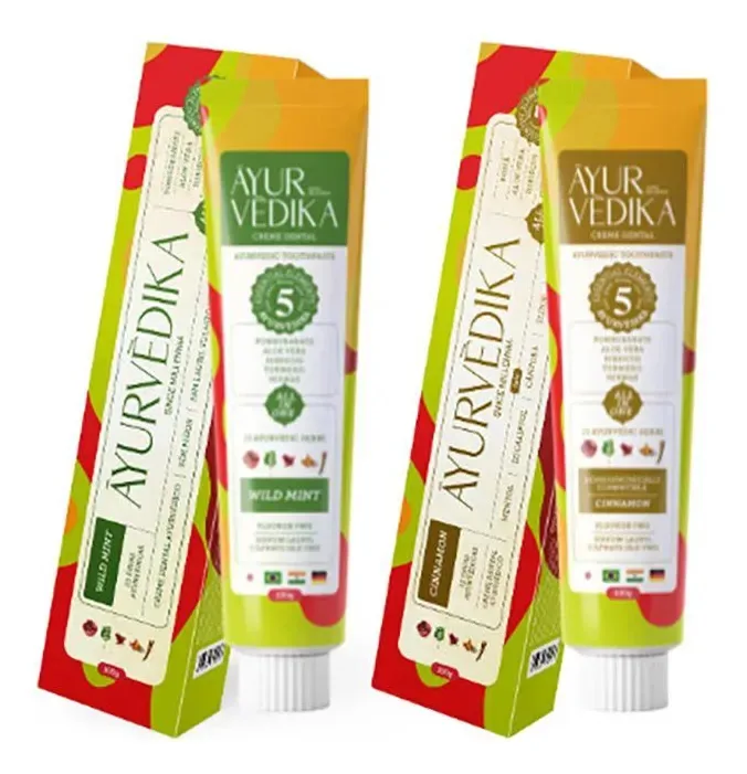 Kit Creme Dental Ayurvédika Sem Flúor: Cinnamon + Wild Mint