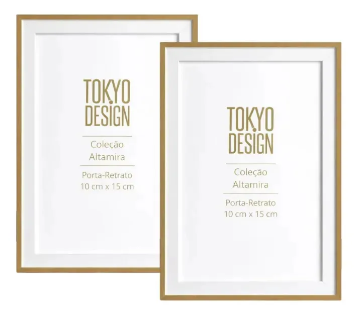 Kit 2 Porta Retratos 10x15 Moldura Dupla Mdf Pvc E Acetato Cor Madeira E Branco