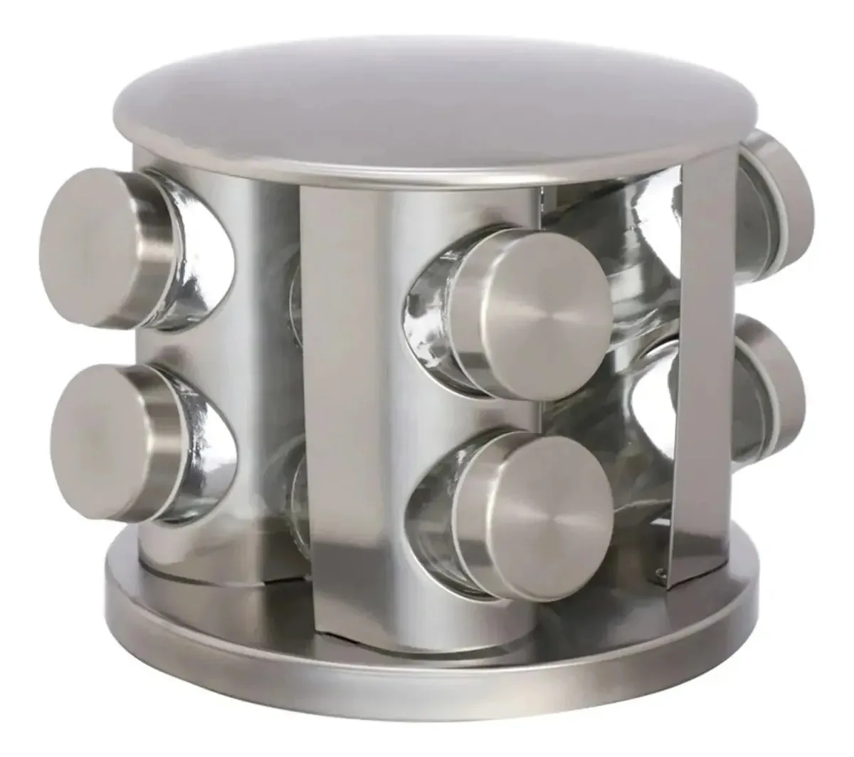 Porta Temperos E Condimentos Giratório Inox 8 Peças