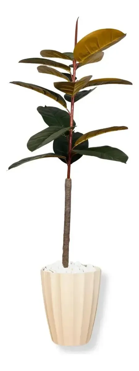 Planta Artificial Grande Fícus Lyrata Outono Vaso Decorativo Cor Rosê