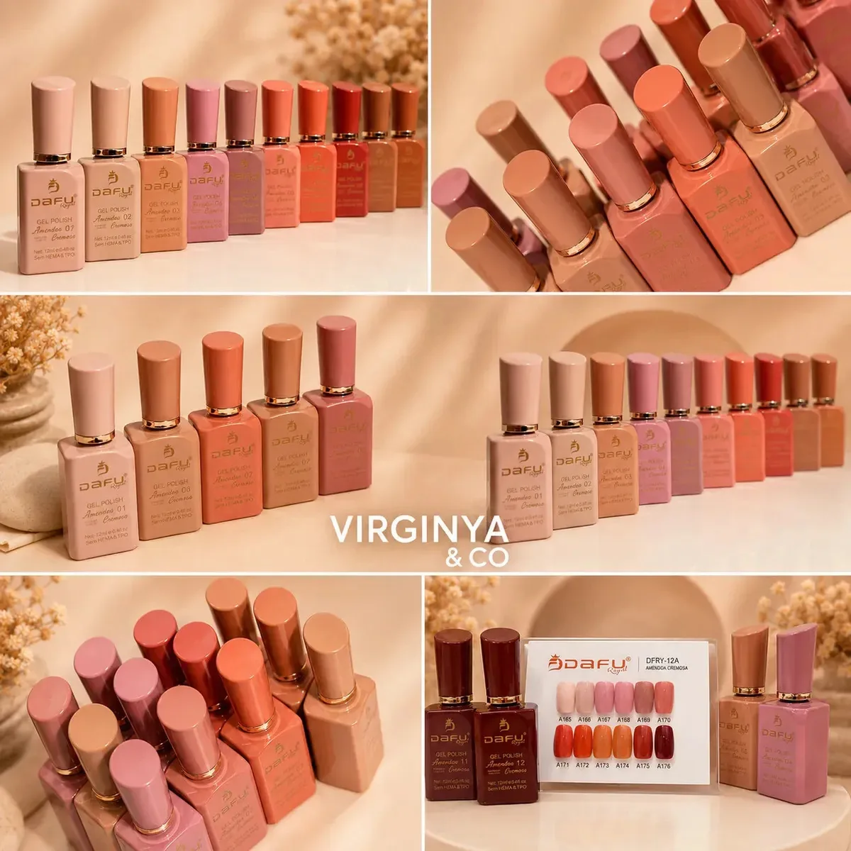 Kit 12 Esmaltes Em Gel Dafu Tons Pastéis 10m Tons Nude