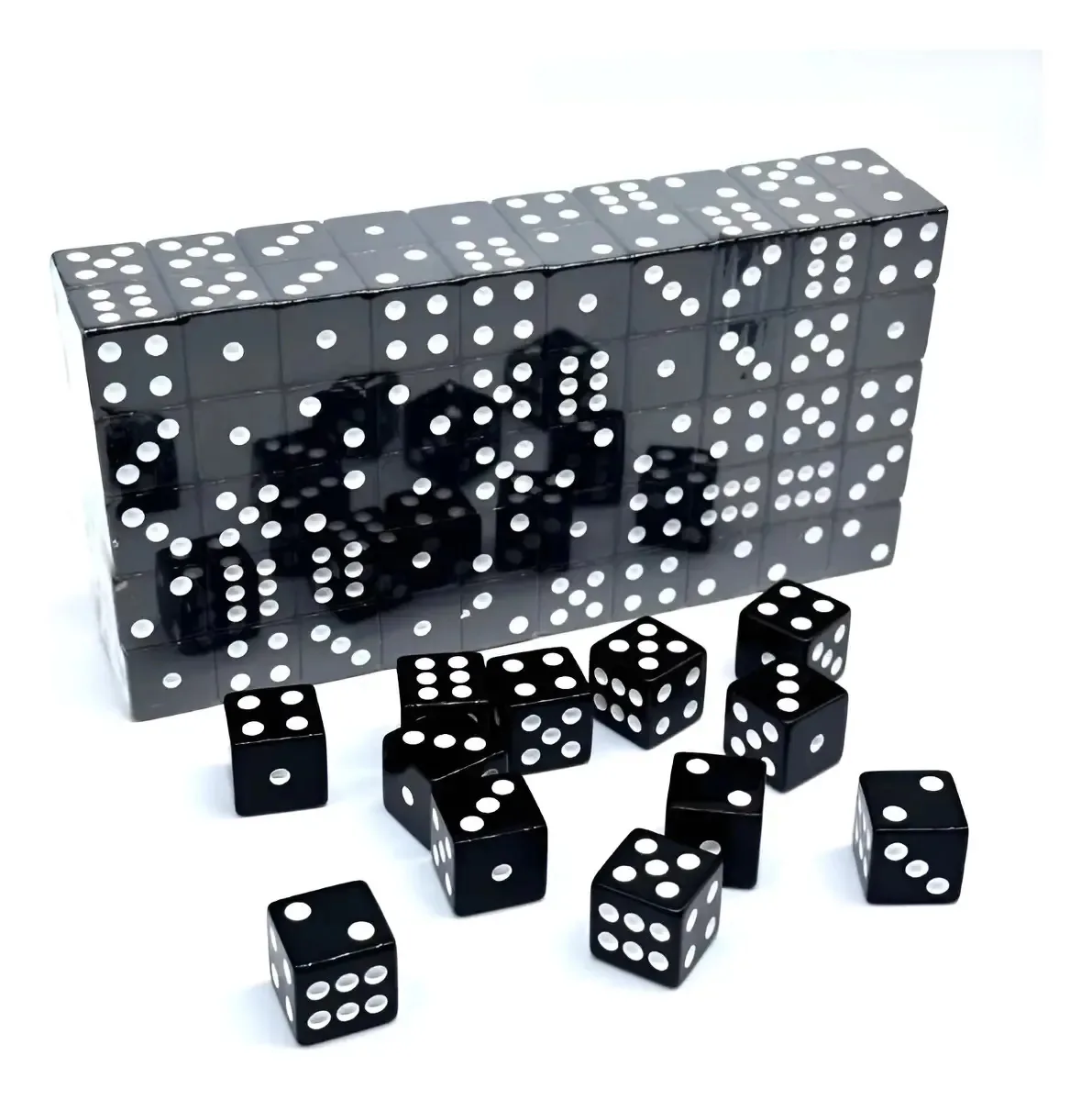 Kit 100 Dados Pretos 16mm Jogos Tabuleiro Rpg Cassino Preto