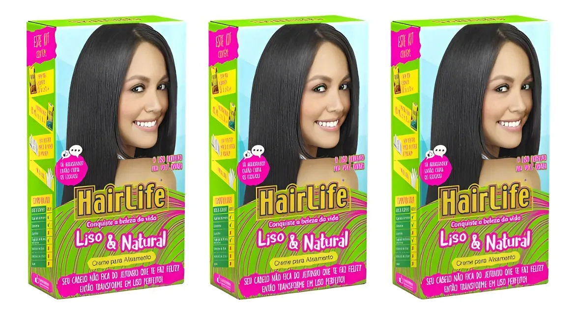 Creme Alisante Hairlife Liso 180g - Kit Com 3un