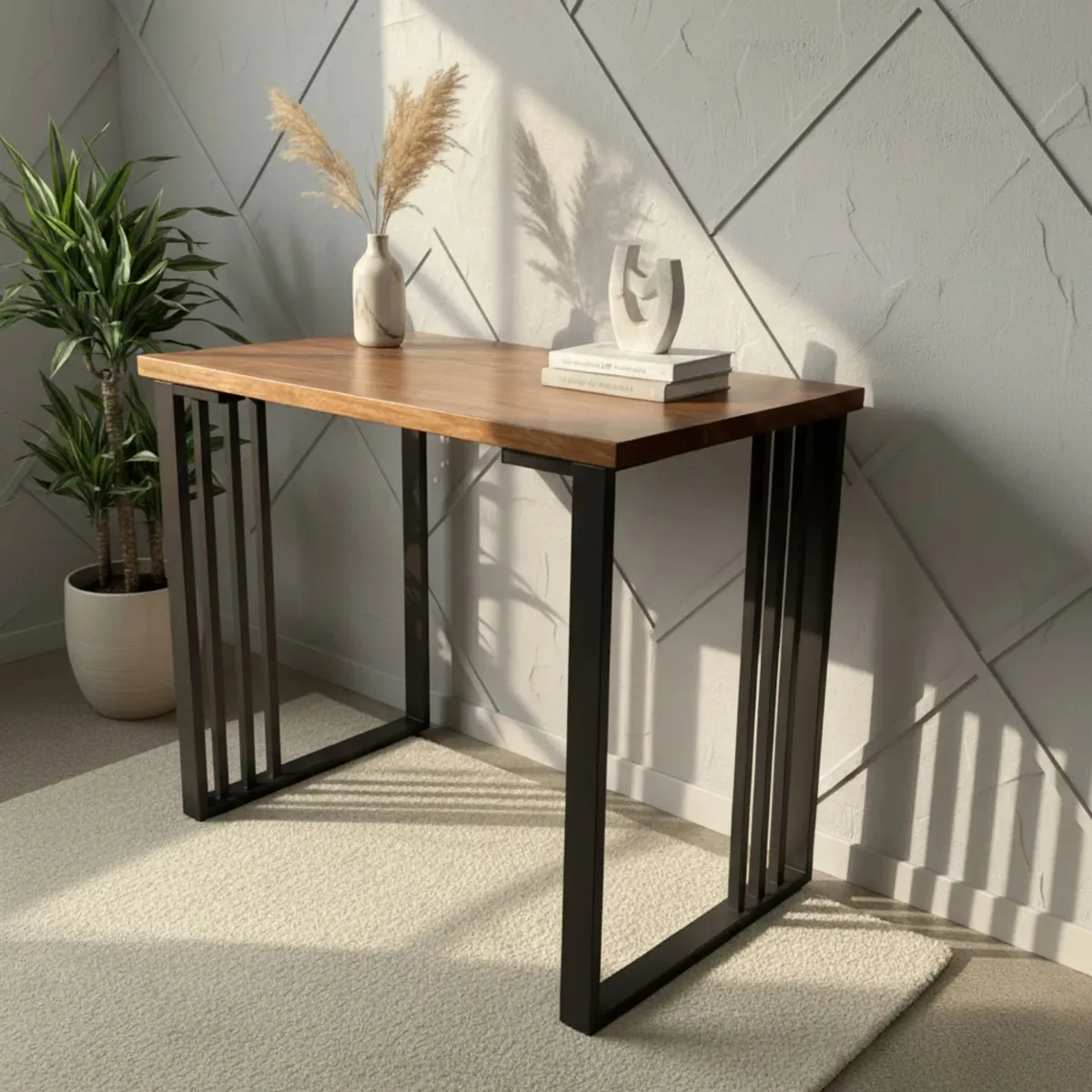 Base De Mesa Creta Para Tampos Madeira Aço Carbono Tratado Preto