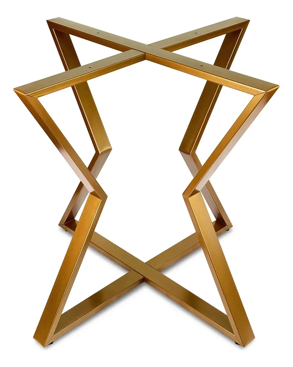 Base De Mesa Stelar Premium Para Tampos Madeira Pedra Vidro Dourado