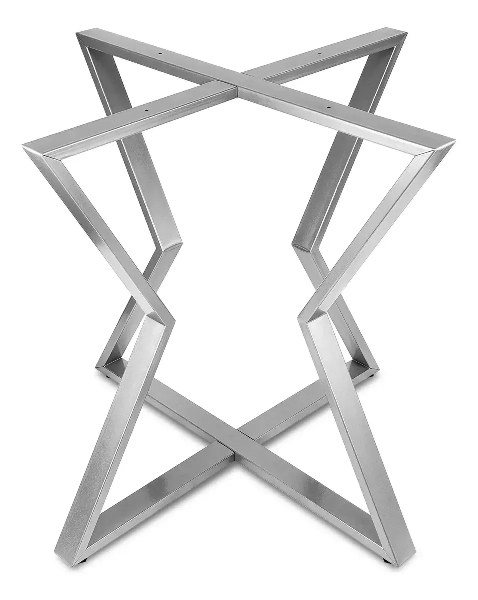 Base De Mesa Stelar Premium Para Tampos Madeira Pedra Vidro Prateado