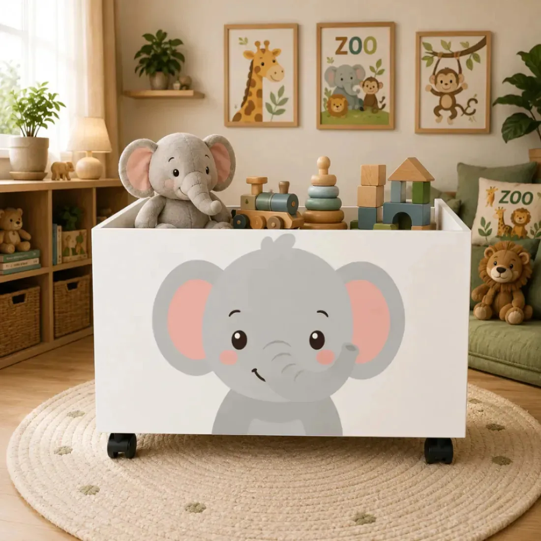 Cesto Organizador Infantil Caixa De Brinquedos Multiuso Elefante