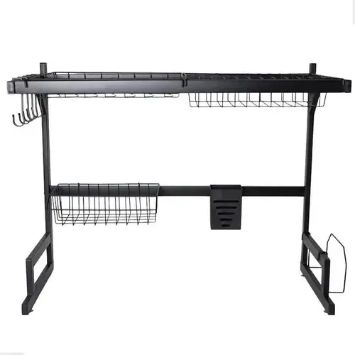 Escorredor Rack Organizador De Pratos Louça Copos Talheres Preto