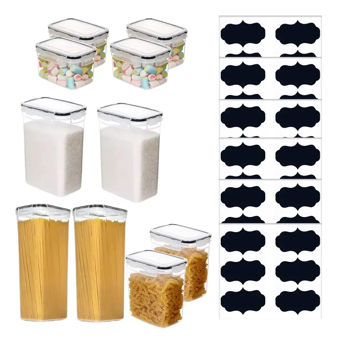 Conjunto 10 Potes Hermeticos Com Travas Conserva Mantimentos Branco