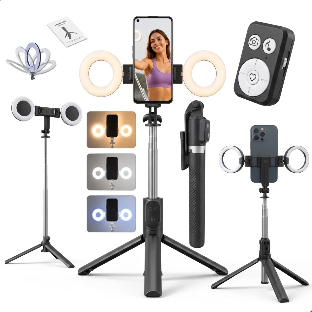 Tripé Bluetooth 170cm Iluminação Led Gravação Luz Selfie Kit Tiktok Dreamfull