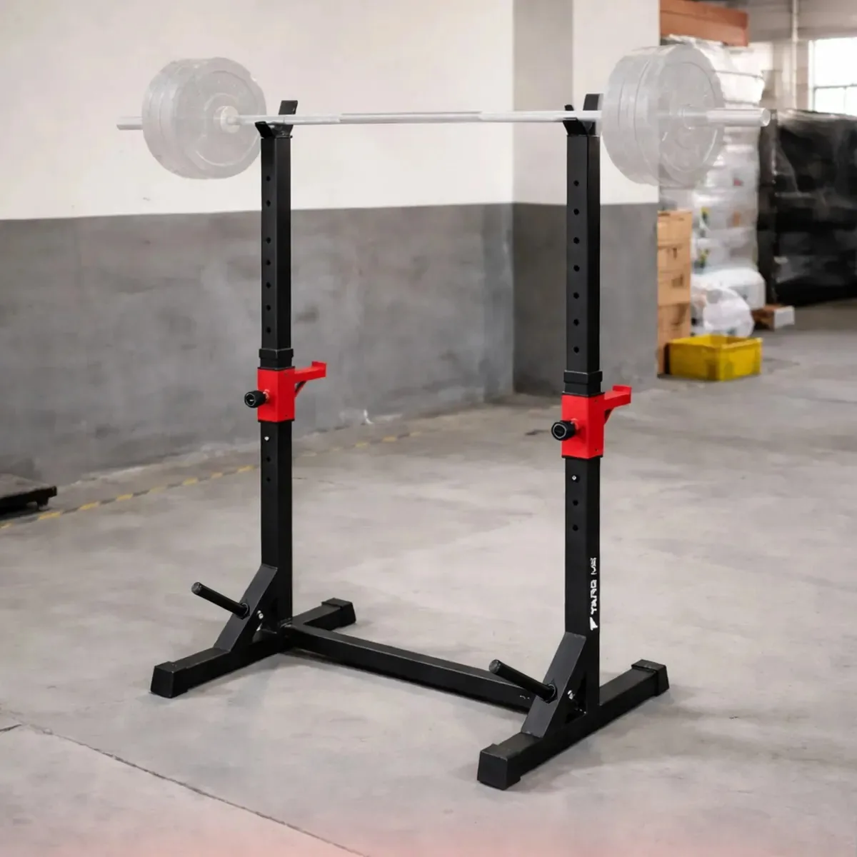 Rack De Agachamento Suporte Musculação Crossfit Funcional Preto Vermelho