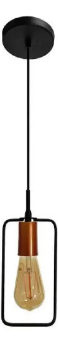 Pendente Industrial Vergalhão Preto Com Cobre