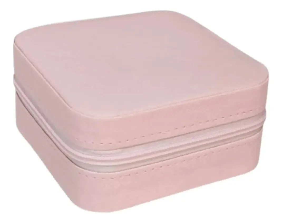 Porta Joias Plastico 10x10 Com Ziper Compacto Cor Rosa