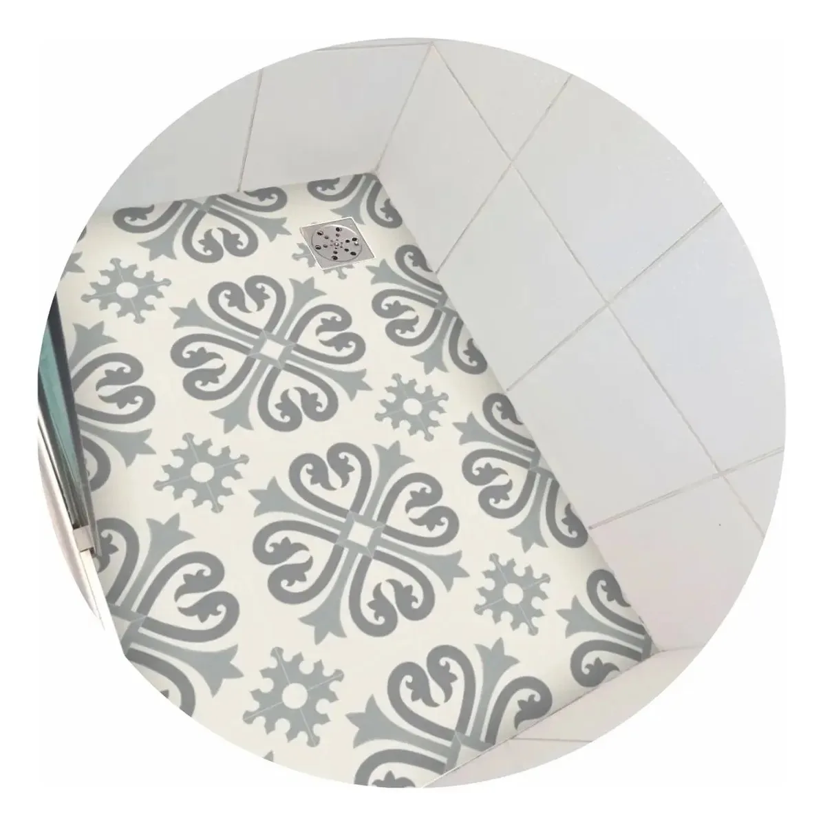 Adesivo Antiderrapante para Box Cola Comigo Cinza, 1.2 m x 80 cm, com Kit de Instalação