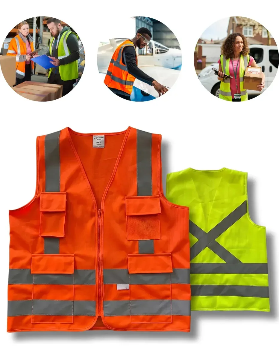 Colete Refletivo 4 Bolsos Segurança Alta Visibilidade Epi Laranja G