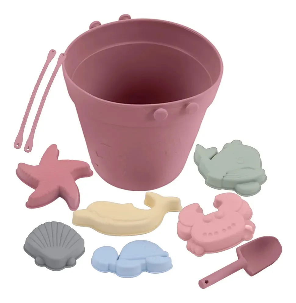 Baldinho Brinquedo Praia Silicone Life Nt-7 Criança Rosa