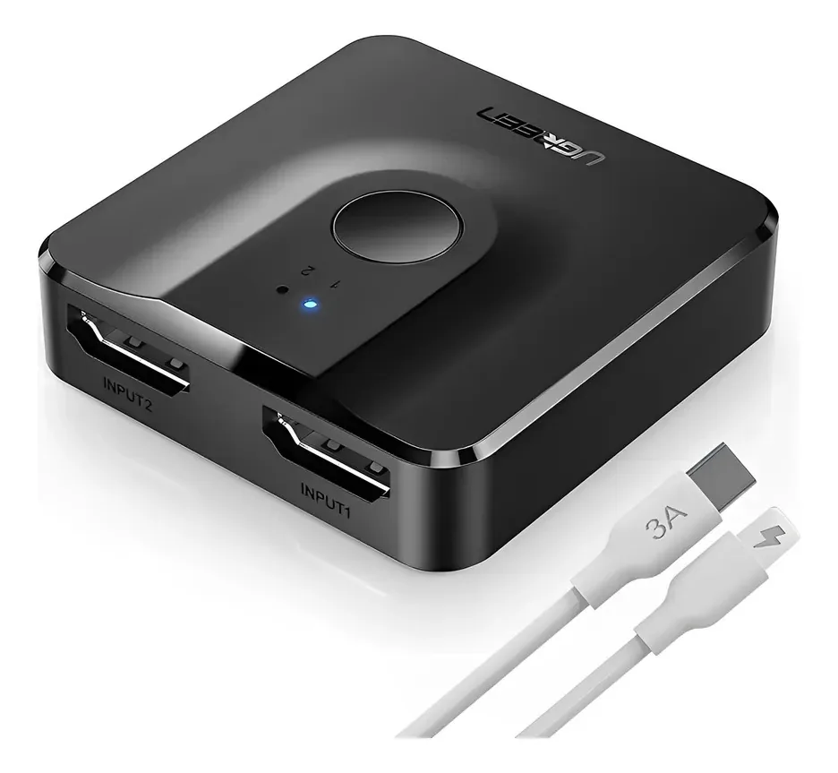 Adaptador Divisor HDMI Ugreen 4K/60Hz, com 2 Entradas e 1 Saída