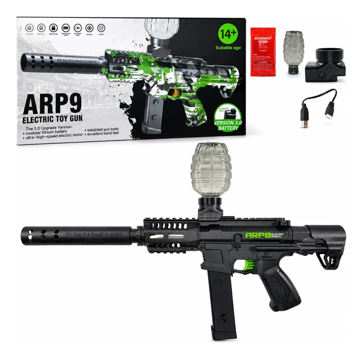 Arma Elétrica Sniper De Bolinhas De Gel Full Blak Arp9