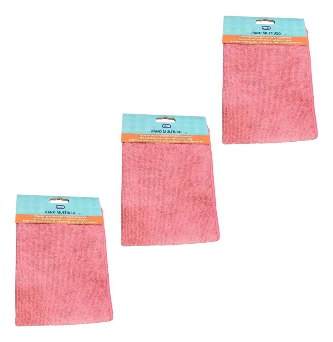 Kit 3 Panos De Microfibra Multiuso Anti Fiapos Limpeza Geral Rosa