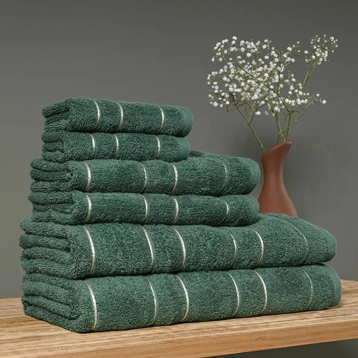 1 Toalha Rosto Macia 500g/m2 Grossa Absorvente 50x80 Flo Vde Verde-escuro Rosto Premium Grande