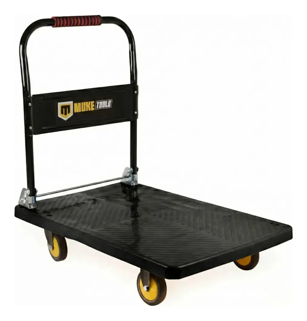 Carrinho Plataforma Dobrável Reforçado Para Carga 400kg Muke Preto/amarelo