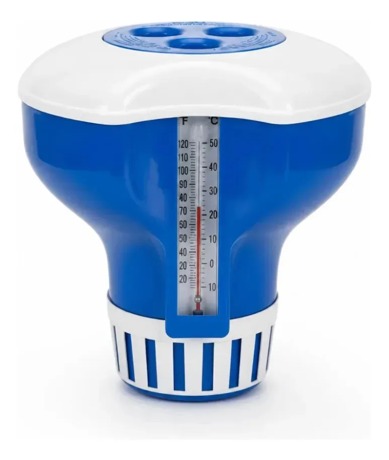 Clorador Flutuante Azul E Branco Com Termômetro Incluso