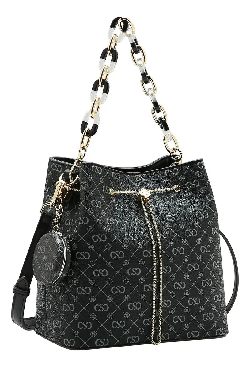 Bolsa Chenson Mão E Transversal Saco Nova Coleção Duo 85501 Acambamento dos ferragens Dourado Cor Preto