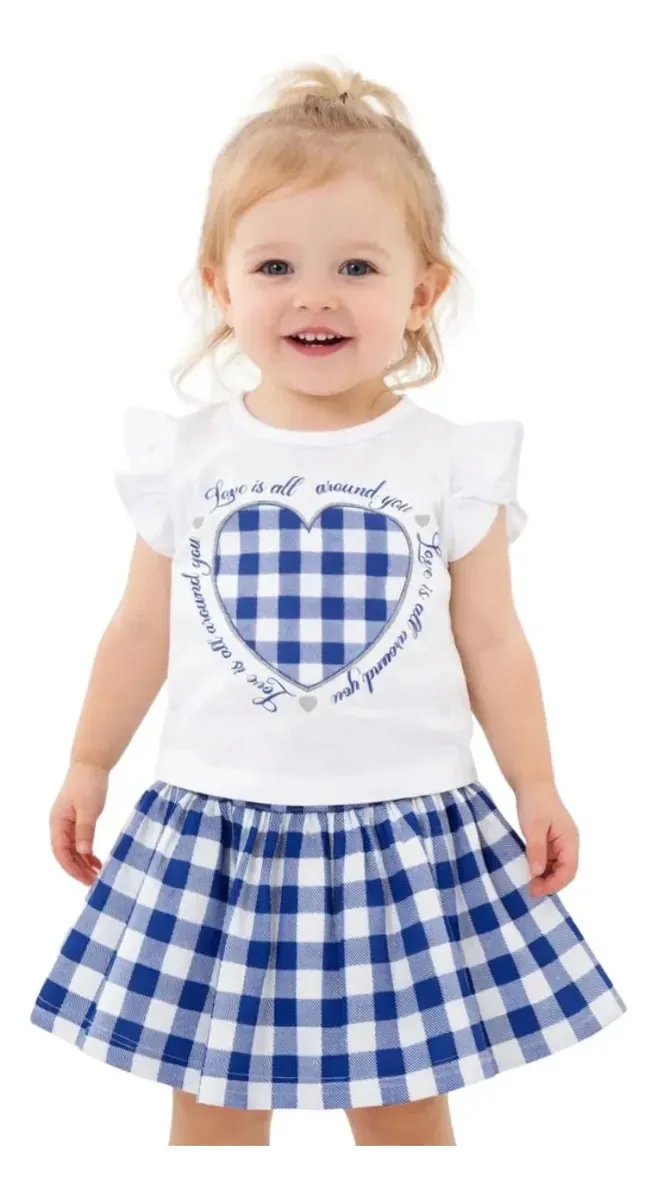 Conjunto Bebê Menina Camiseta E Shorts Kyly Azul 2