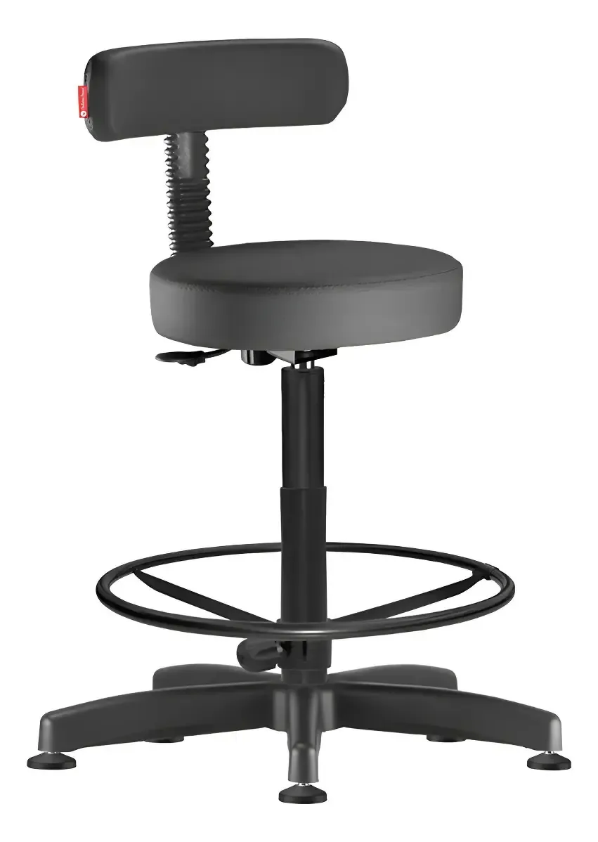 Mocho Caixa Alta Encosto Slim Preto Para Clínicas