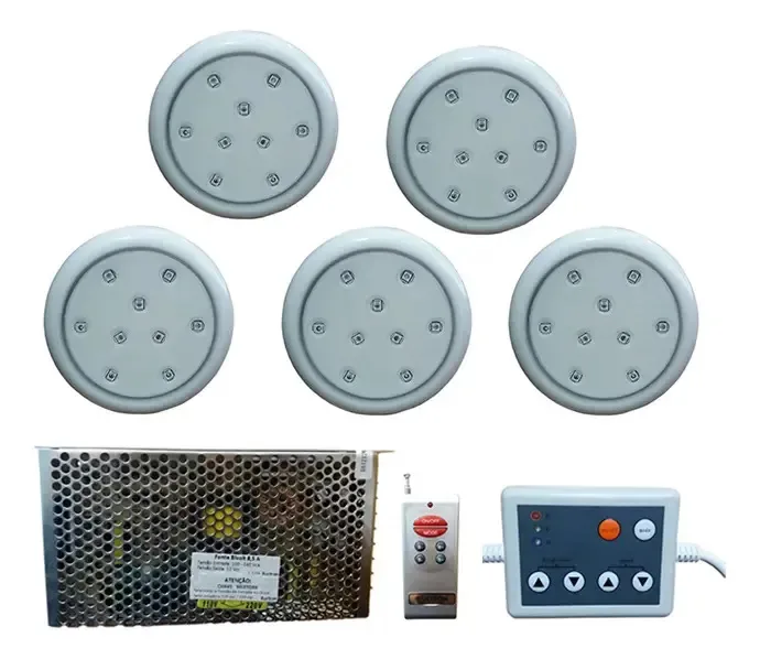 Kit 5 Refletores Slim Monocromatico Branco Controlador
