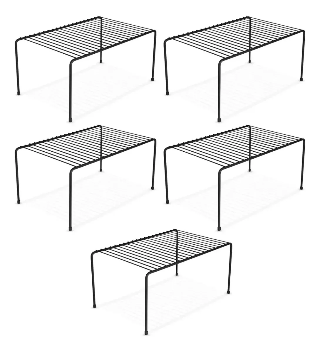 Kit 5 Organizadores Armário Cozinha Multiuso Aço Reforçado Cor Preto