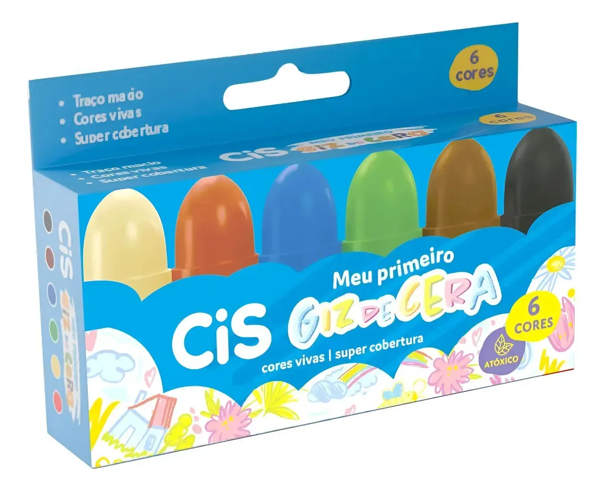 Giz De Cera Jumbo Cis Meu 1 Giz De Cera 6 Cores Pct.c/03