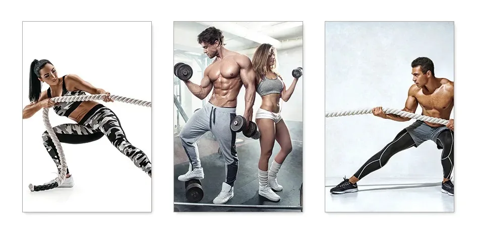Kit 3 Quadros Decorativos Academia Fitness Musculação 0041