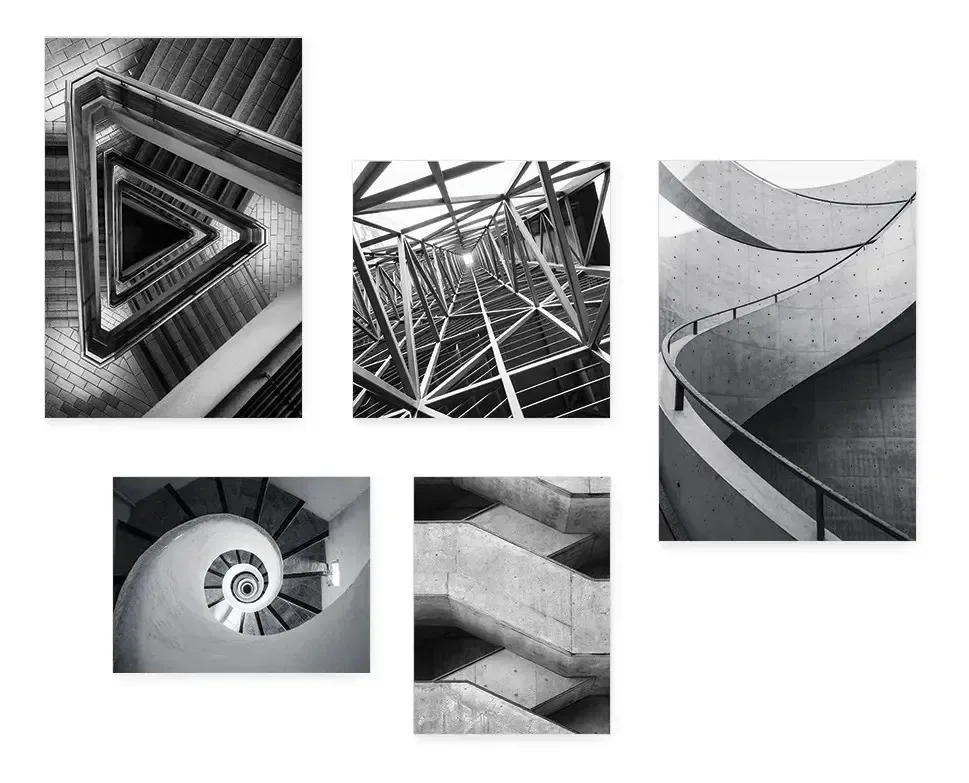 Kit 5 Quadros Decorativos Arquitetura Urbano Quarto Sala 279