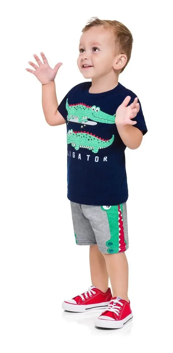 Conjuntos Verão Menino Jacaré Kyly Pmg Ao 8 Imediato Conforme Foto 8 Anos