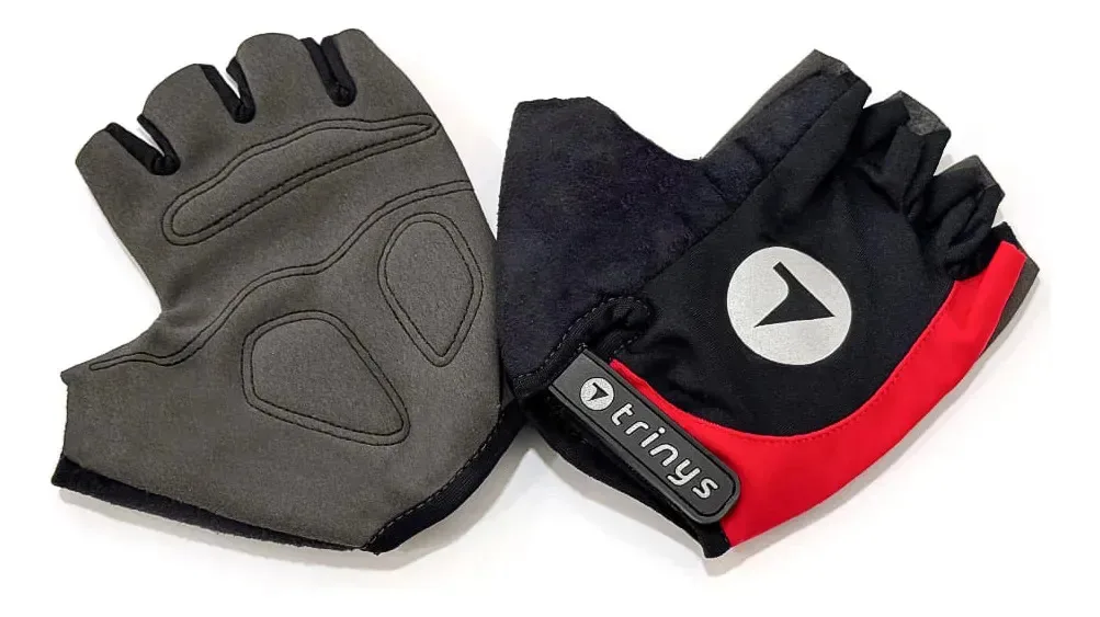 Luva Ciclismo Bike Unissex Com Proteção Vermelha Trinys