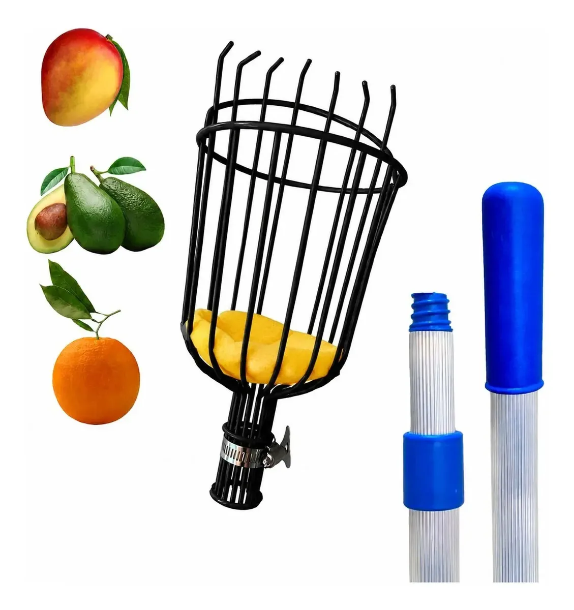 Colhedor De Frutas Cabo Alumínio 4 Metros Extensor Premium Colhedor Amarelo