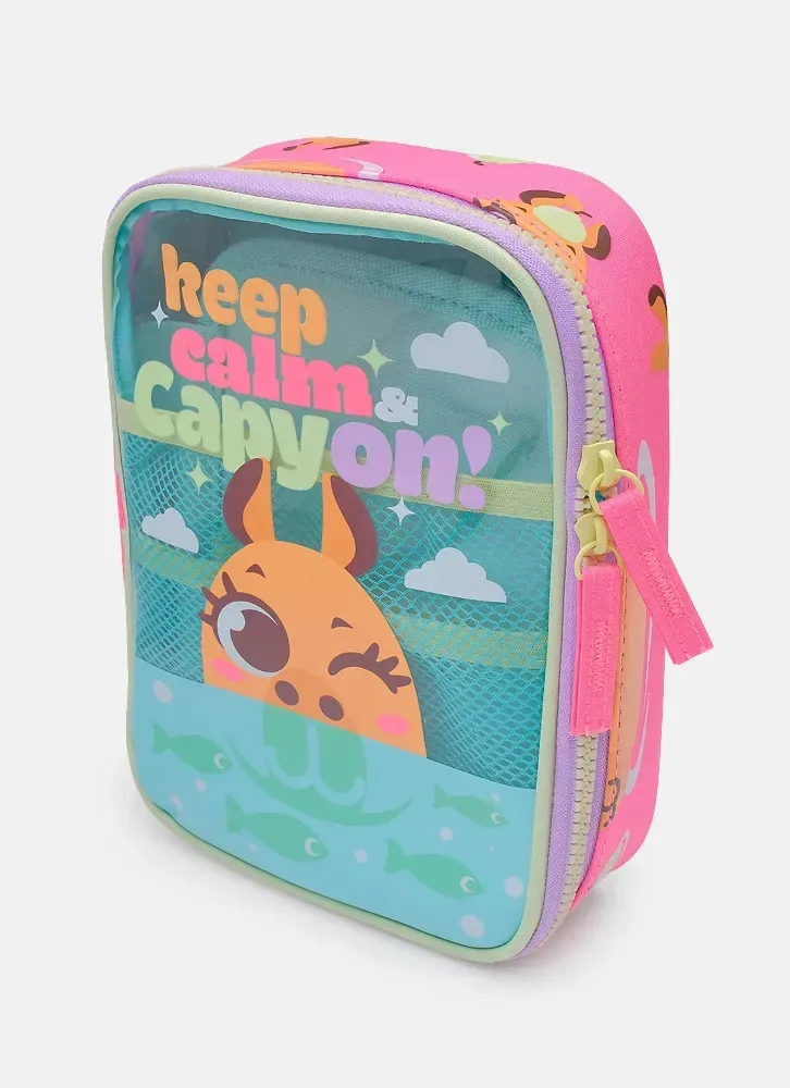 Estojo Escolar Puket Estojo Escolar Capybara Cor Rosa Capivara