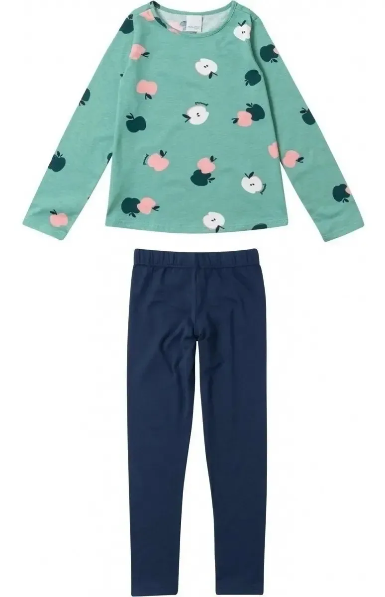 Roupa Conjunto Infantil Menina Blusa Legging Inverno Malwee Verde 2 Anos