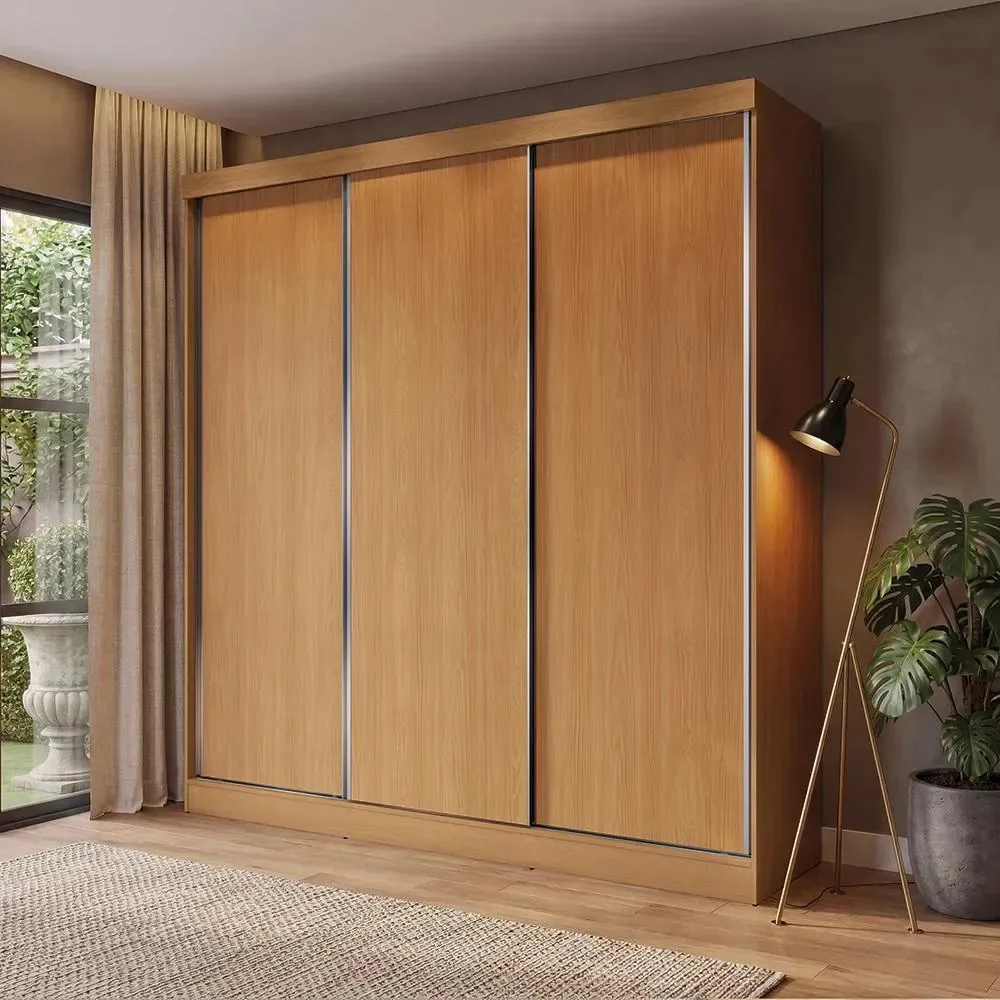 Guarda Roupas Casal 3 Portas 3 Gavetas Kappesberg 208cm Tapajós/canela