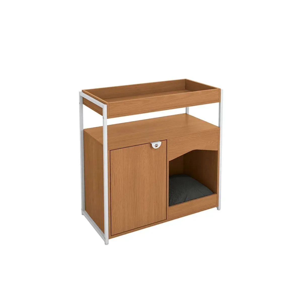 Aparador com Cama Pet Integrada Organização e Conforto LI061 Canela/Branco - Kappesberg