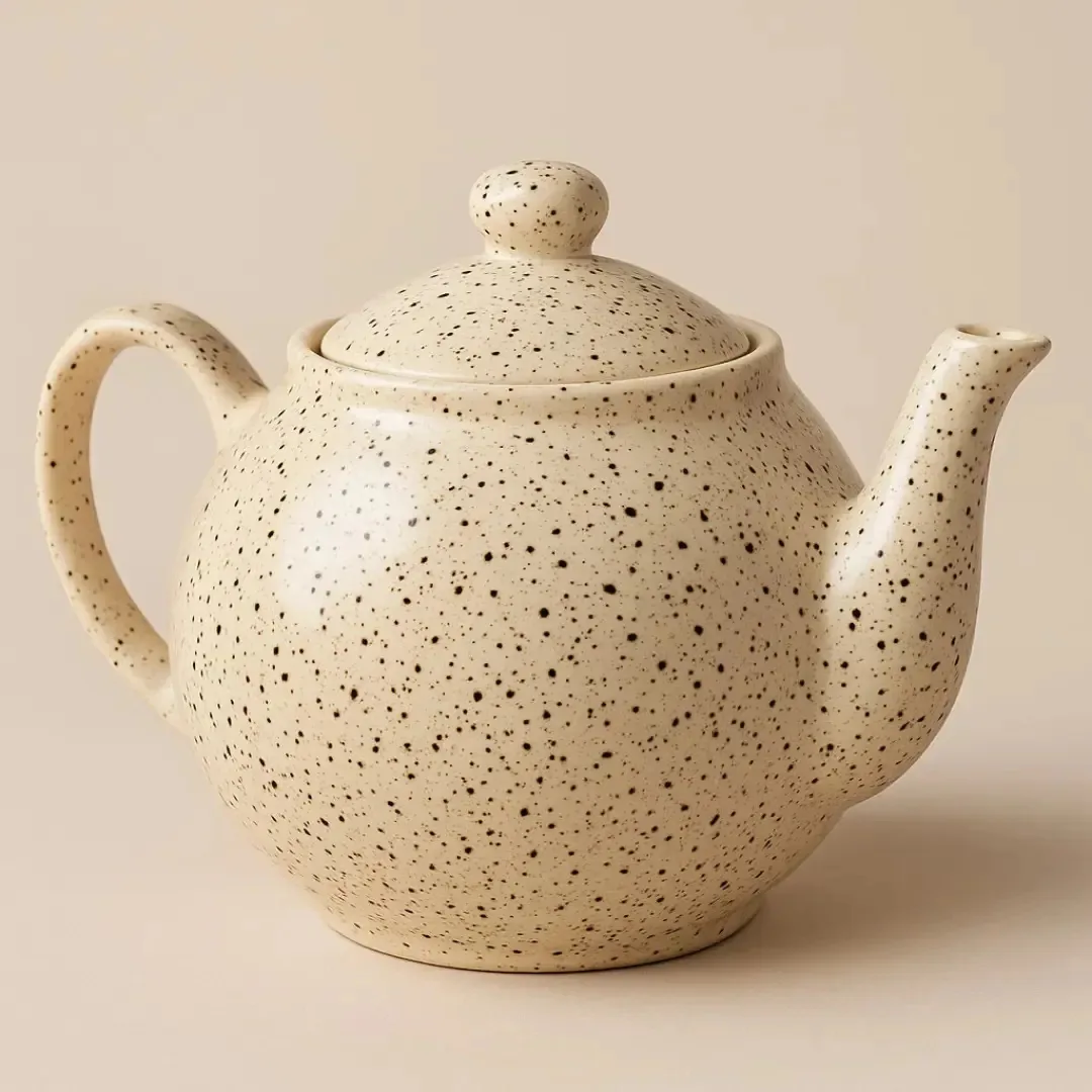 Bule Leiteira Para Café Chá E Chimarrão Em Ceramica 500ml Cor Bege / Chapiscada