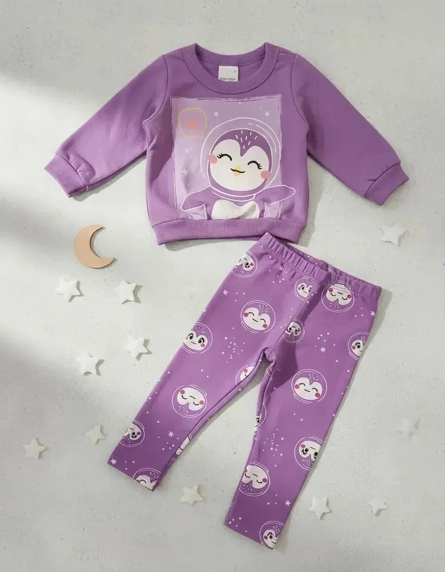 Roupa Bebê Moletom Menina Conjunto Infantil Inverno Malwee Cor Violeta Tamanho G
