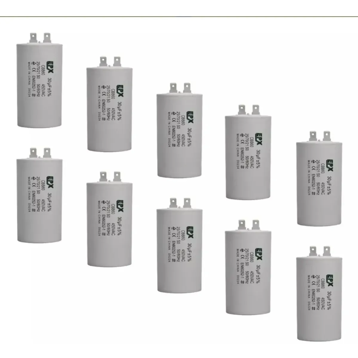 Kit 10 Capacitores Permanentes 30uf 450v Terminal Cbb60 Epx