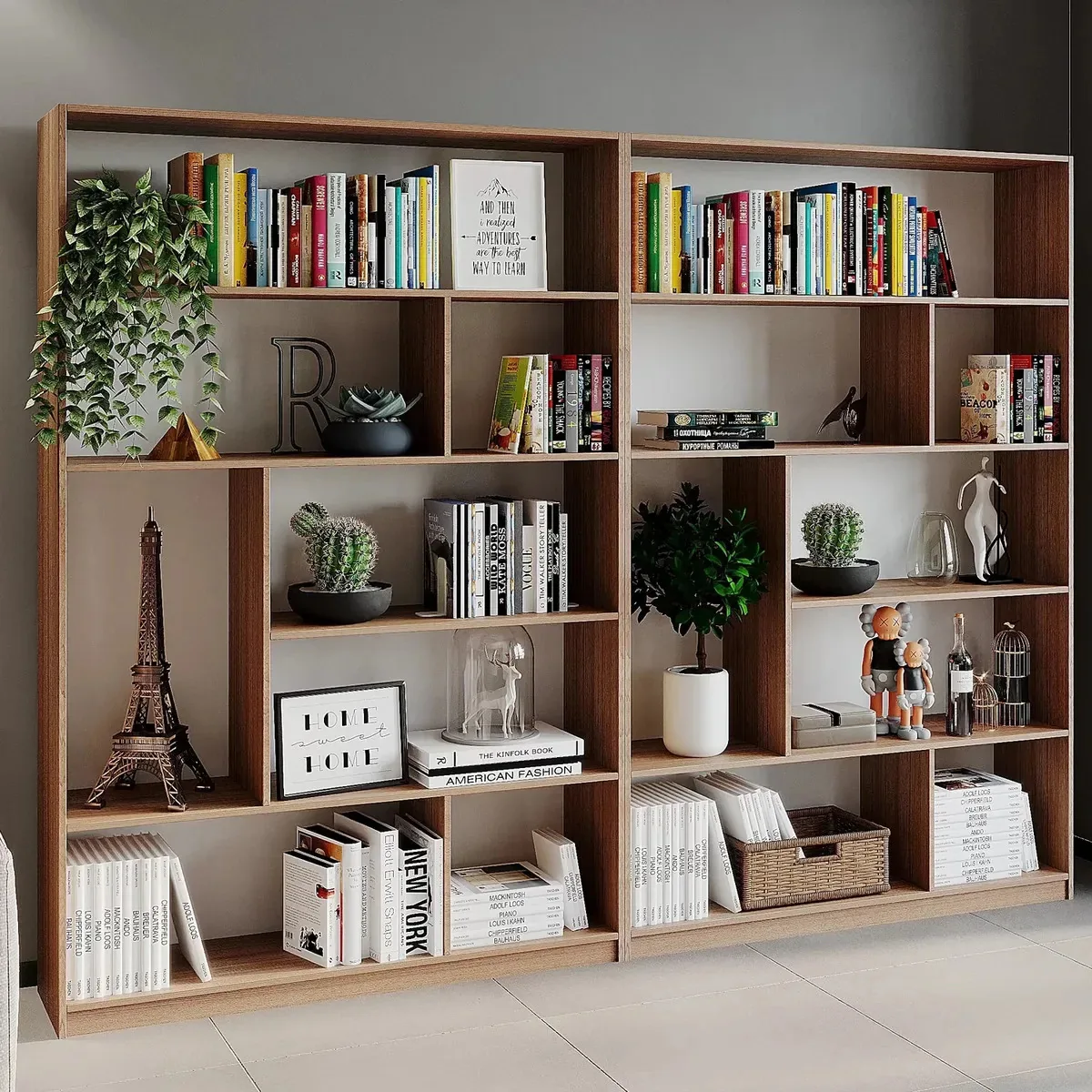 Conjunto 2 Estantes Para Livros 2,4m Biblioteca Seattle Wt Amadeirado Montana