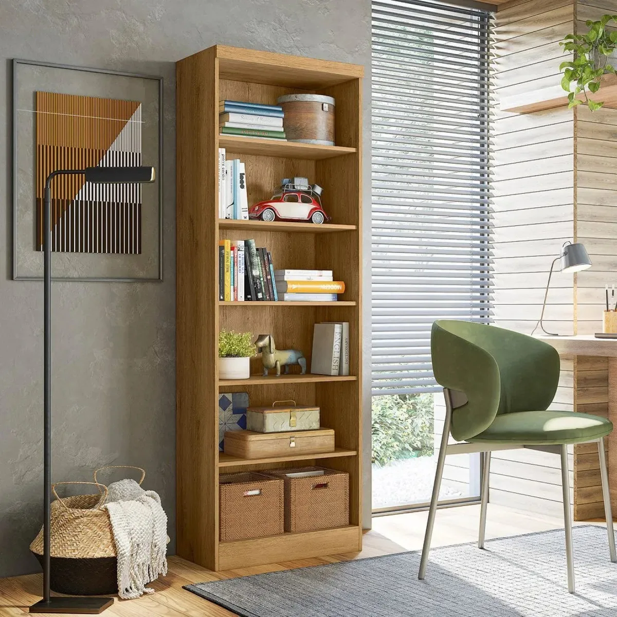 Estante Para Livros 5 Prateleiras 183x61,5cm Wt Freijó Toq