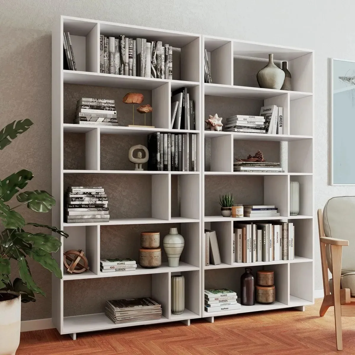 Conjunto 2 Estantes Para Livros Euforia Yescasa Em Mdp Cb Branco