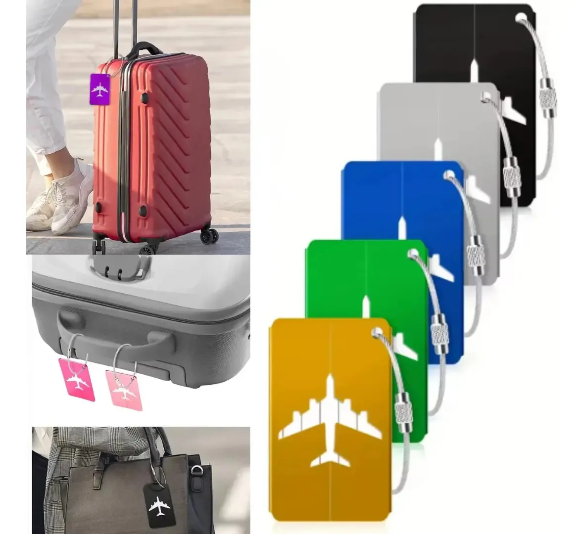 5 Tag Mala Viagem Etiquetas Bagagem Identificação Segurança Sortido Avião